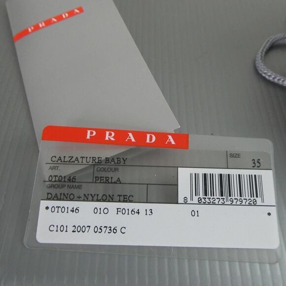 PRADA Silver Black Perla High Top Sneakers Shoes Designer With Box Dust Bag 35 - Picture 2 of 12